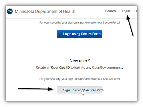 Licensing portal login.