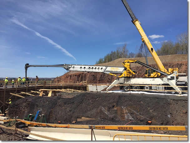 Concrete being placed on Highway 53 bridge