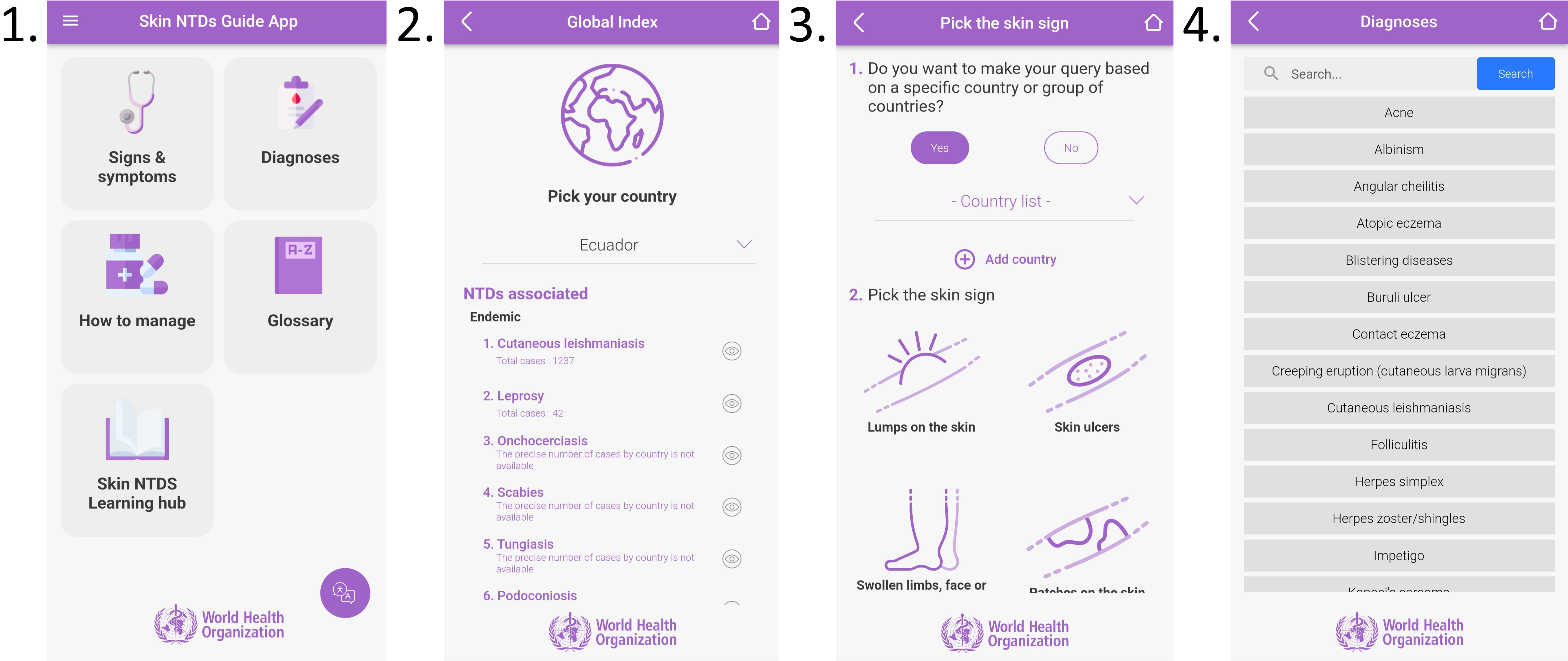 WHO Skin NTDs Guide App screenshots