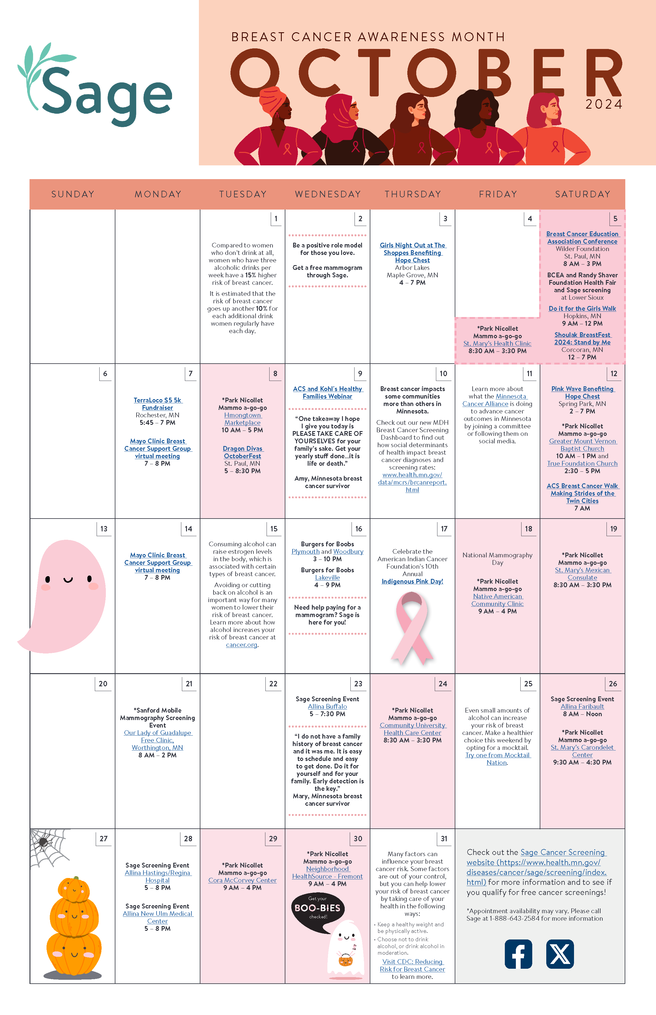 breast cancer calendar