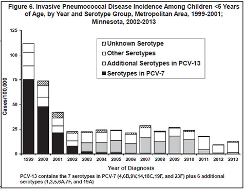 figure six shows cases by serotype