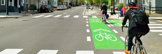 people biking in bike lane