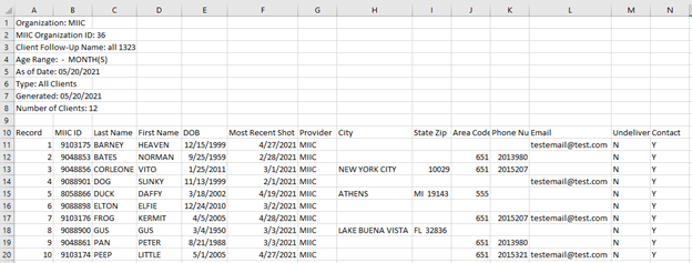 contact list example