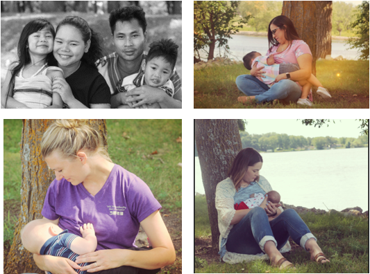 WIC families and mothers breastfeeding in the park.